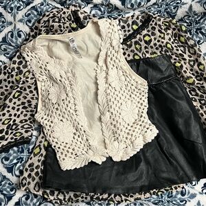 Girls Sz 7/8 D-signed Shirt, faux leather skirt & Vest Lot